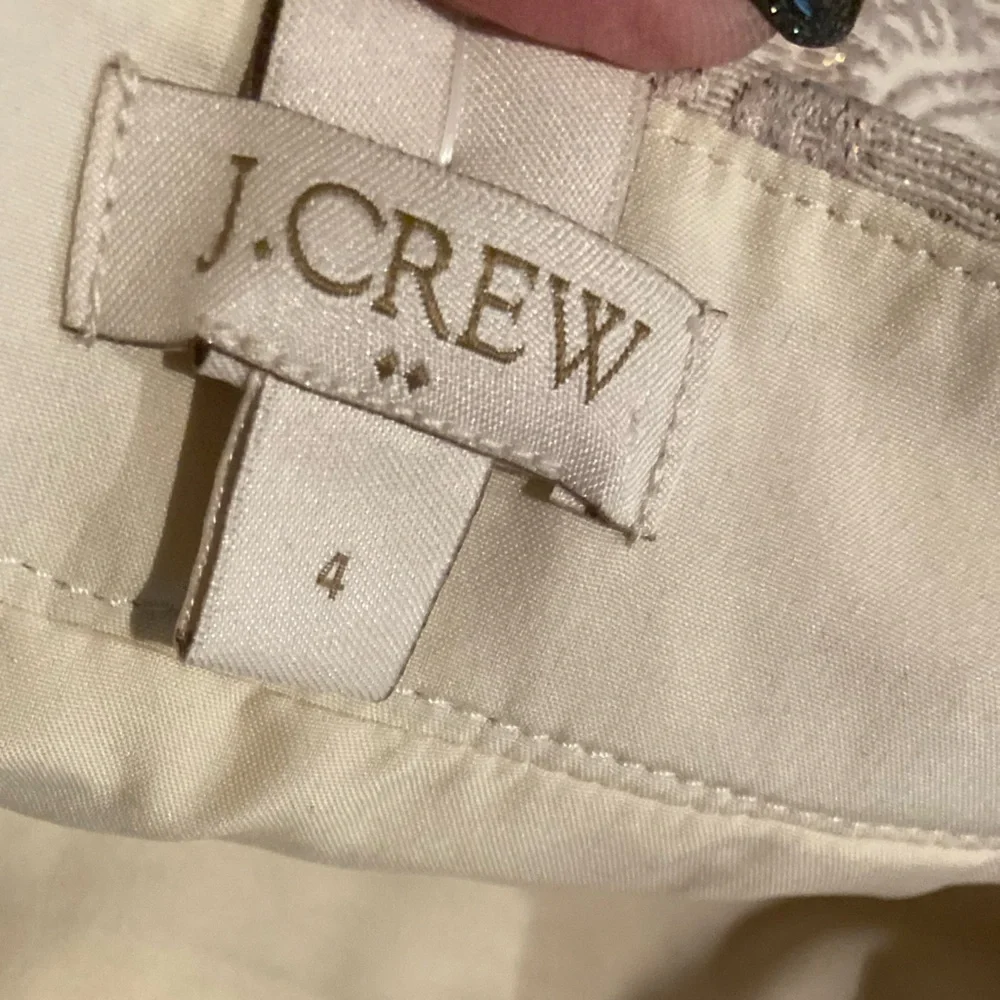 J. Crew~Elegant~Ivory & Metallic Rose Gold Jacquard~Midi~Pencil Skirt~Size 4